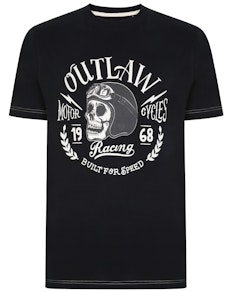 KAM Outlaw Skull Print T-Shirt Black